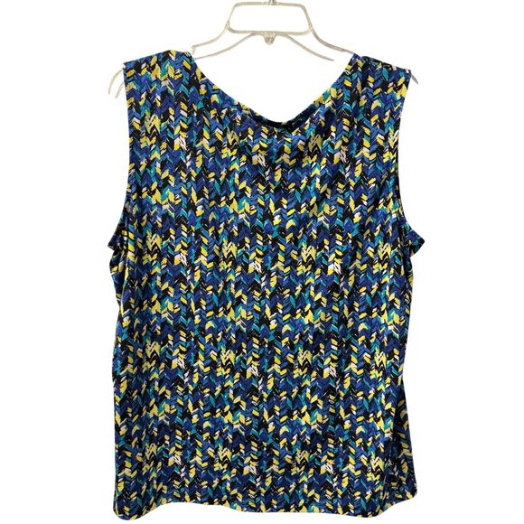 Jones Studio Womens Sleeveless Blouse Sz 1X green multi women blouse - Picture 10 of 12